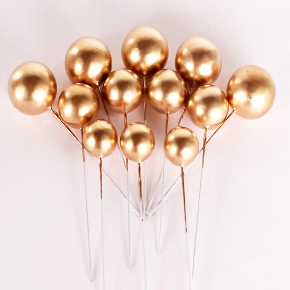 20pcs 2-3.5cm Gold Ball Cake Topper DIY Cake Decoration For Wedding Birthday Party Baby Shower foam ball Cupcake Flags Decor