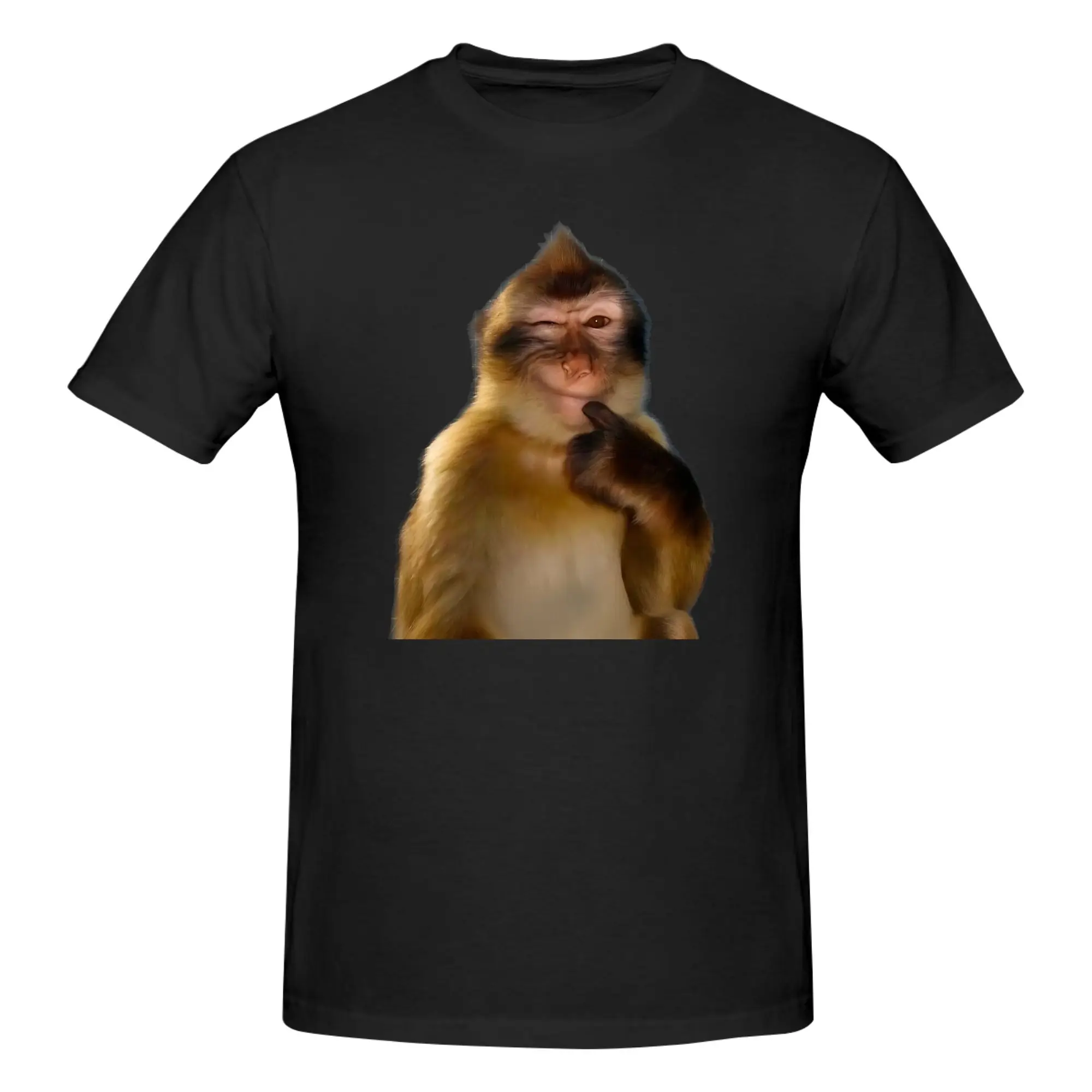 1 Piece Cute Wink Funny 100% Cotton T-Shirt Thinking Monkey Tops Tees For Men