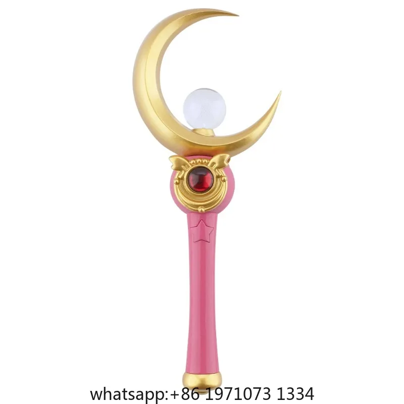 Anime Cosplay Sailor Moon Usagi Tsukino Moon Stick Crystal Props Costume Halloween Party Comic Kid Adult Women# color: Gold, siz