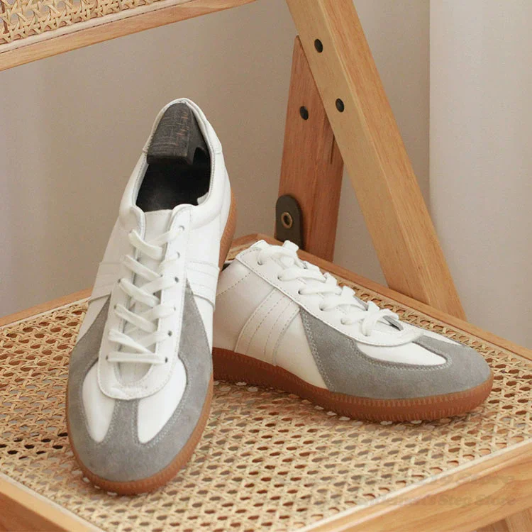 

Men Casual Leather Patchwork Derby Shoes Round Toe Lace-Up Tennis Shoes Women Fashion Leisure Simple Male Outdoor Sneakers