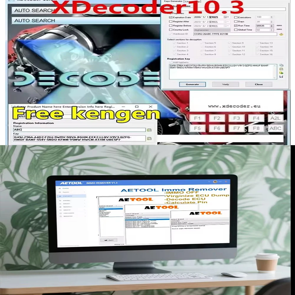 Xdecoder 10.3 z Keygenem, narzędzie do usuwania DTC, naprawa uszkodzeń DTC, odblokowanie DTC, program do usuwania, REMOVER V1.3 AETOOL Immo Eeprom Of Softwar