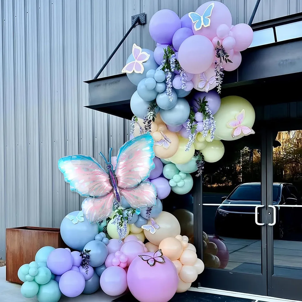 157 Stück Schmetterling Ballon Bogen Set, hellrosa lila Ballon Girlande Blumengarten Tee Party Dekoration Braut Baby Dusche Geburtstag Hochzeit bunte Hintergrund dekoration