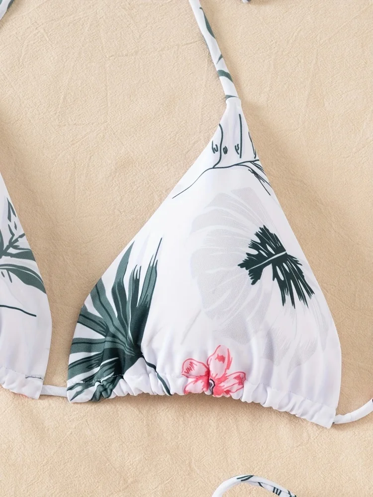 Bikini Women Swimsuit 2025 New Print Halter Bikinis Set Sexy Lace Up Swimwear Summer Two Piece Beachwear Bathing Suit For Female