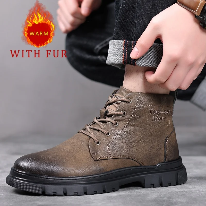 

Men's autumn and winter short boots Classic Business Gentleman Style Work and office Hot selling leather shoes dress Quality