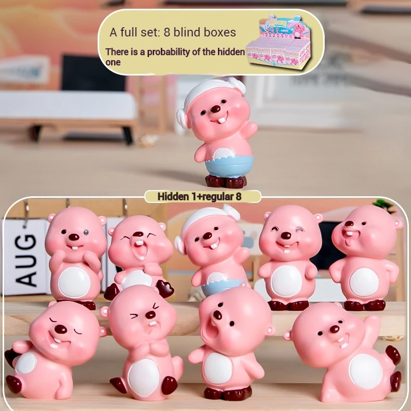 Pink Beaver Loopy Serie Blind Box Figurka dziecka Anime Peryferyjna zabawka Biurko Sypialnia Pokój dzienny Ozdoba Dekoracja Prezent