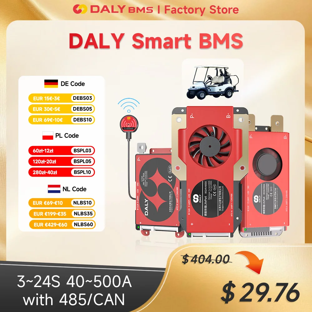 Daly Smart LiFePo4 16S 48V BMS 3S 4S 12V 7S 8S 24V 10S 36V 13S 20S 60A 100A 150A 200A 250A 500A Li-Ion con BT per Bateria 18650