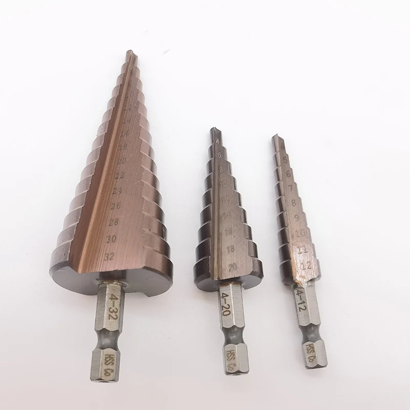 M35 5% Cobalt Step Drill Bit 4-12 4-20 4-32mm HSS-CO High Speed Steel Cone Metal Drill Bit Tool Hole Cutter for Stainless Steel