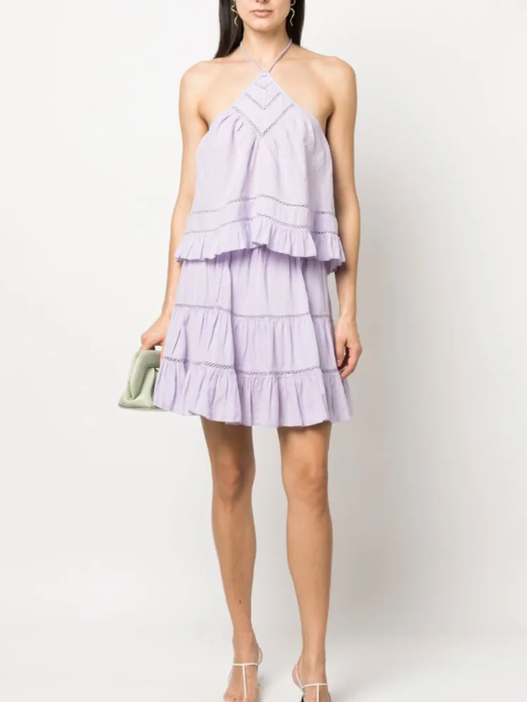 

Pure Cotton Commute Fairy Sle Set Long Sve round Ne Comfortable Fit Casual irt in Lav Color Women's Faion