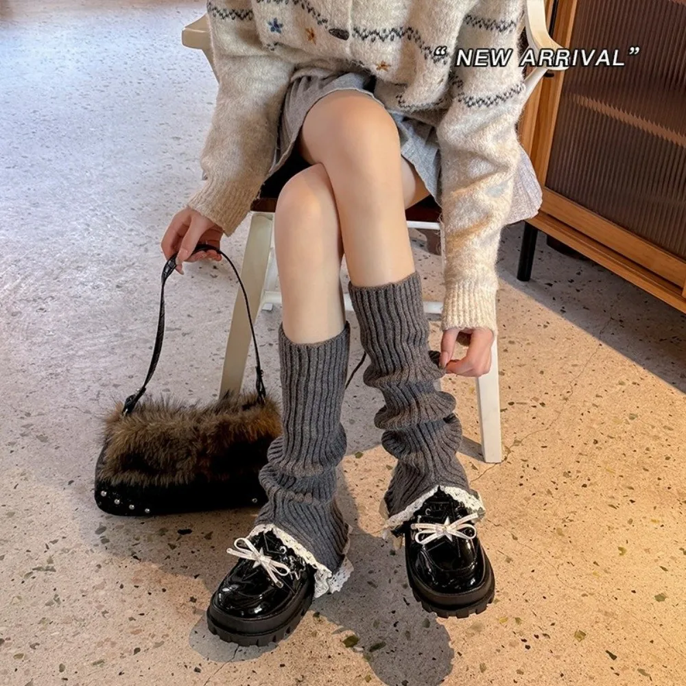 Cozy Thermal Boot Sock Sleeves Thick Bow Turned-up Button Socks Lace Stretch Flared Leg Warmers Female