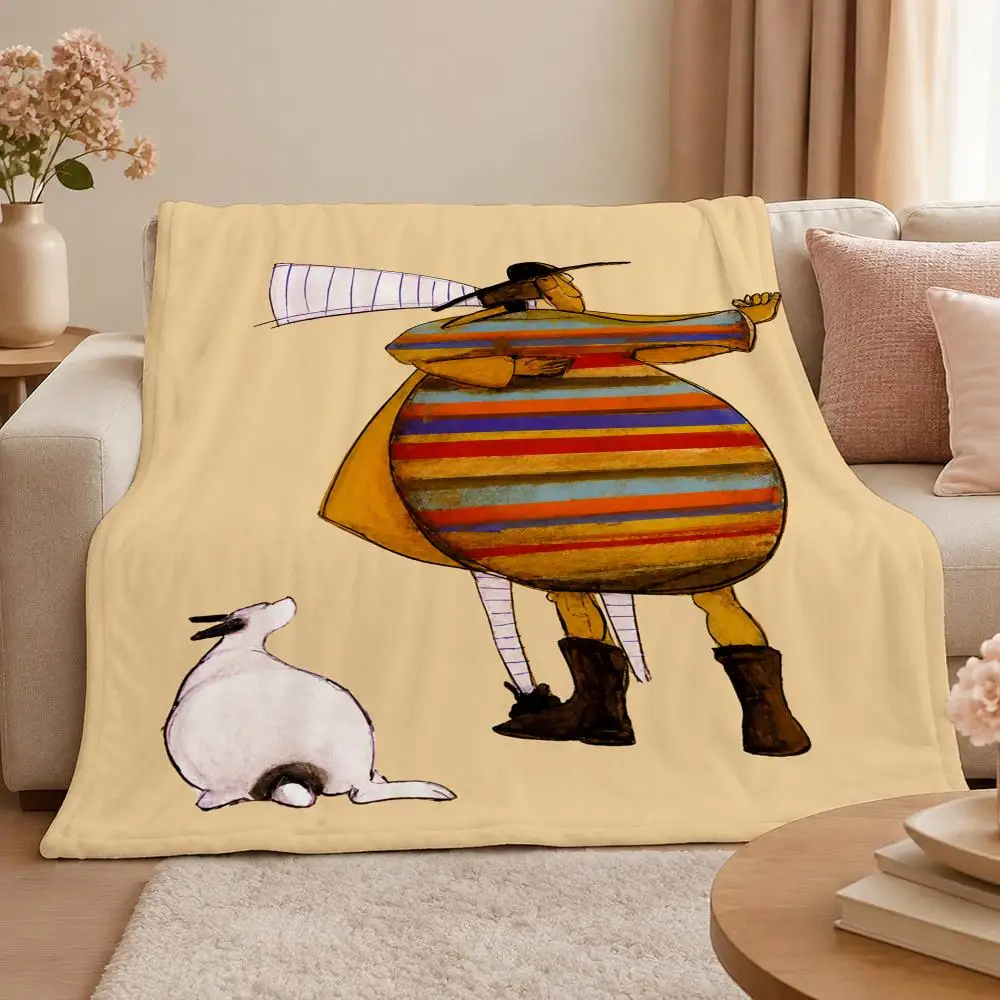 Artist S-Sam Toft Whimsical British Coastal Throw 320g Soft Flannel Fleece Throw Blanket Cover Sofa Bed Dorm Nap Gift