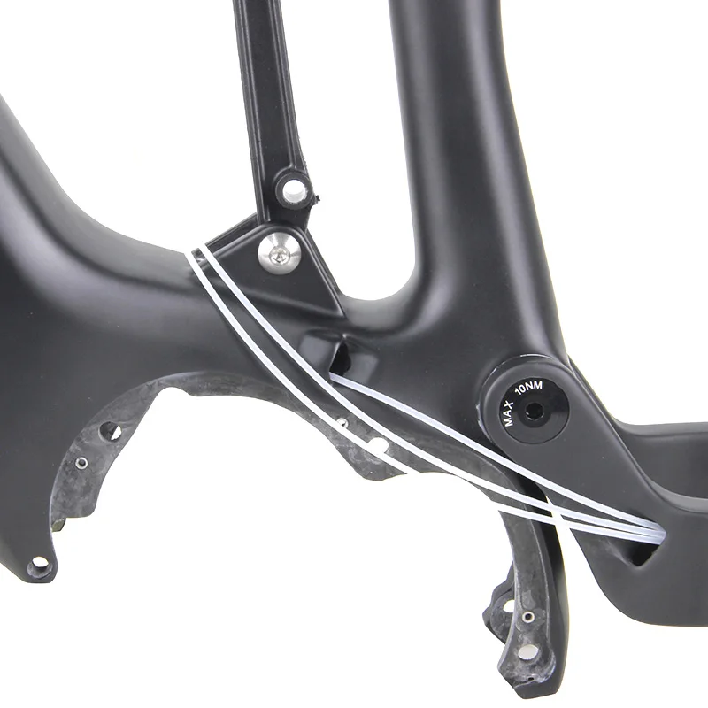 Juego de cuadro de carbono para bicicleta eléctrica de montaña con suspensión completa, material de fibra de carbono, compatible con motores centrales comunes, accesorios para bicicletas y neumáticos.