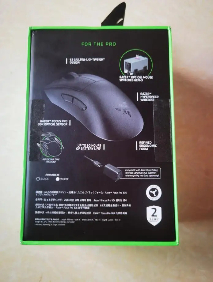 Imagem -05 - Razer Deathadder v3 Pro Sensor Óptico 30k Mouse Esportivo Ergonômico sem Fio Ultraleve Preto