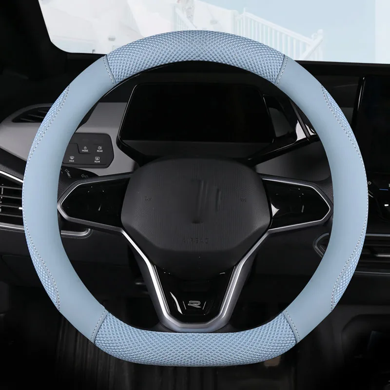 Ice Silk Leather D Shape Car Steering Wheel Cover For VW Golf 8 MK8 VIII Golf R Gti 2019-2022 Tiguan 2020 2022 Auto Accesorios