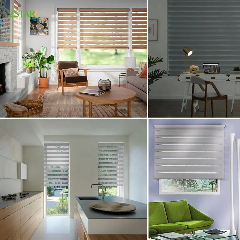 ม่านม้วนไฟฟ้าอัตโนมัติแบบคู่ ควบคุมผ่านรีโมท ระบบ Wifi ใช้พลังงานแสงอาทิตย์ ป้องกันแสงแดด ปรับแสงได้  ม่านทึบแสง