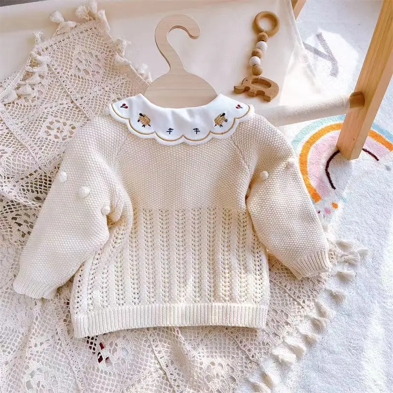 Girls Cardigan Spring and Autumn Girls Baby Sweater 2023 New Baby Wool Foreign Style Korean Version Top Girls Cardigan Sweater