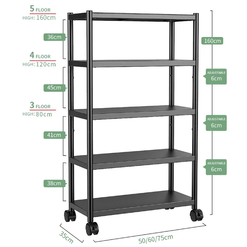 Microwave Oven Shelves Spice Rack Free Standing Baker's Rack Storage Adjustable Metal Holder Detachable Rack For Kitchen