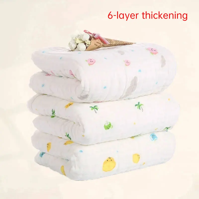 Baby BathTowel Boys Girls 100% Cotton Children Baby Towels Blanket For Newborn Bathrobe 6 Layers Gauze Washcloth Infant Swaddle