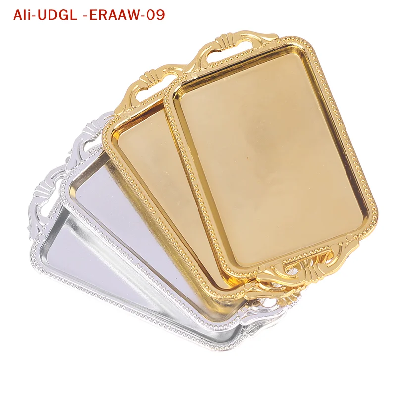 2 szt. Miniaturowe akcesoria do domku dla lalek, symulacja mini plastikowej tacy na herbatę, taca na owoce i jedzenie, model talerza obiadowego do dekoracji domku dla lalek