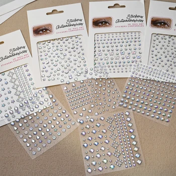 1 feuille étoile et lune visage gemmes bijoux autocollants coeur brillant strass maquillage des yeux tatouages temporaires décoration pour Festival de musique