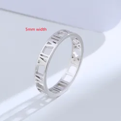 Buyee 925 Sterling Silver Simple Ring Finger Light Polishing Roman Number Sweet Ring for Woman Man Fashion Fine Jewelry Cricle