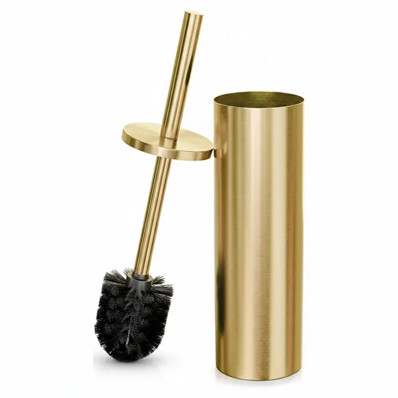 

B-Est For Through Cleaning Gold Toilet Brush And Holder Set-Stainless Steel Bowl Brush Dense Bristles