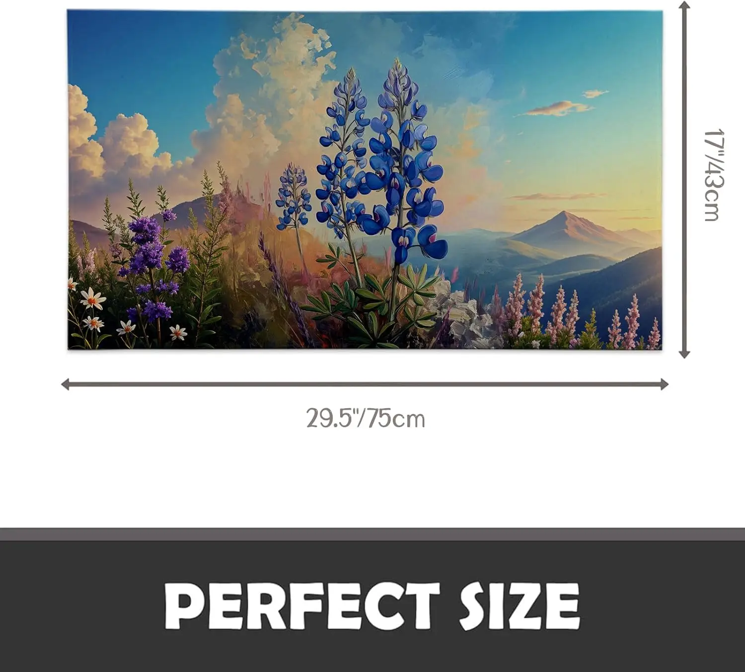 Mountain Bloom Bath Mat Non Slip Wildflower Meadow Bathroom Rug Nature Landscape Floor Mat for Home Decor 17x29.5 Inch