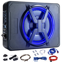 10 Inch Slim Car Subwoofer Amplifier Under-Seat High Power 800W Built-in Amplifier With Blue Light Installed Car Speaker