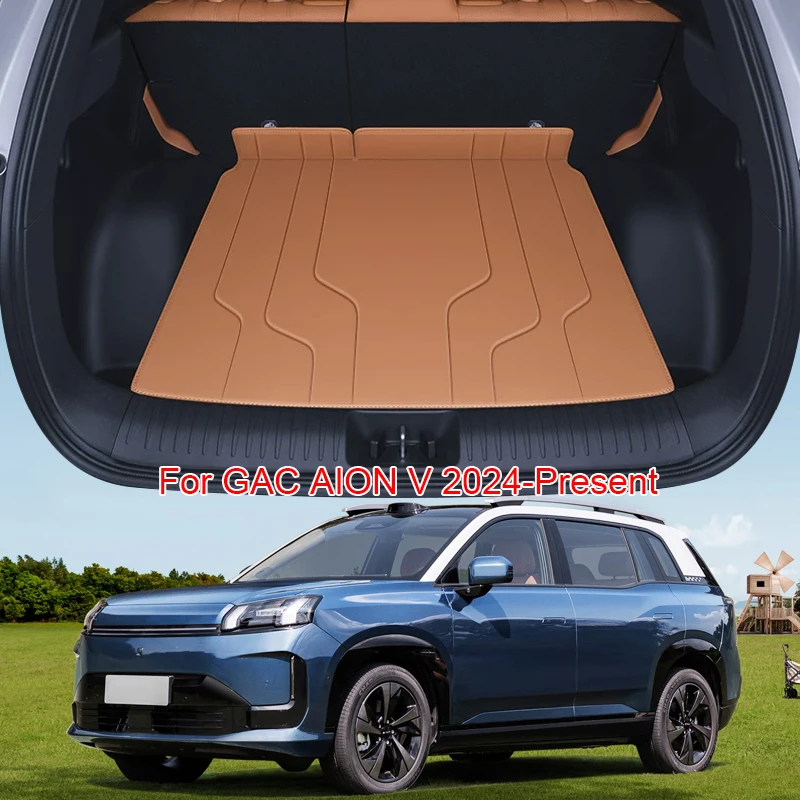 Car Trunk Main Cargo Liner Nappa Leather Mat For GAC AION V 2024-2027 Waterproof Anti-Scratch Wear-Resistant Pad Auto Accessory