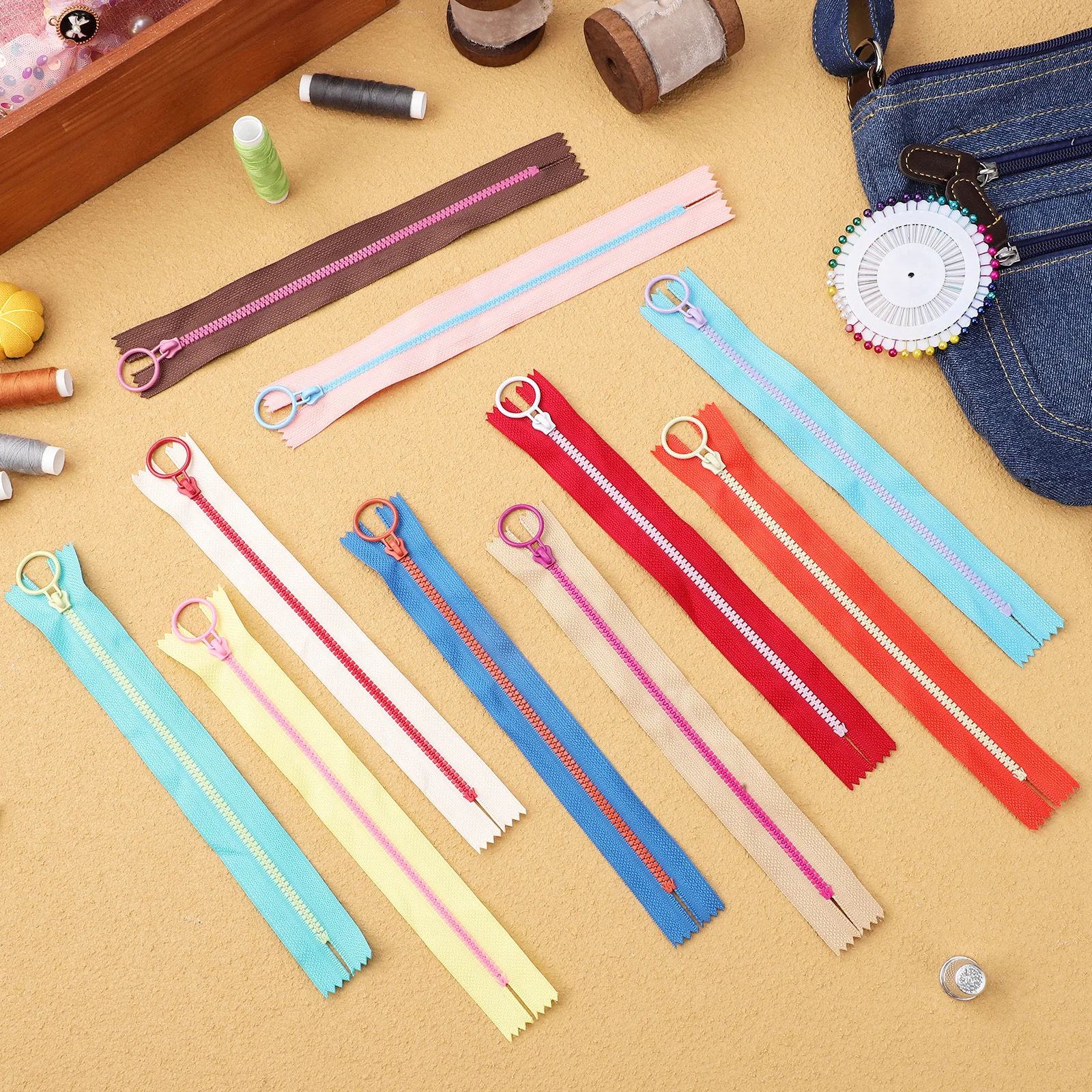 

20Pcs Sewing Zippers Resin Colorful Lifting Rings Replacement Zipper Pulls for Bags Purse Clothes Crafts Zippers Bulk