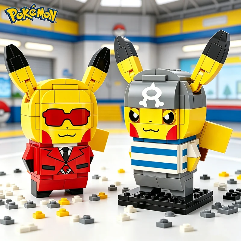 

Model Anime Peripherals Classic Cartoon Assembly Model Bricks Pokemon Pikachū Building Blocks Educational Toys Gift For Fans