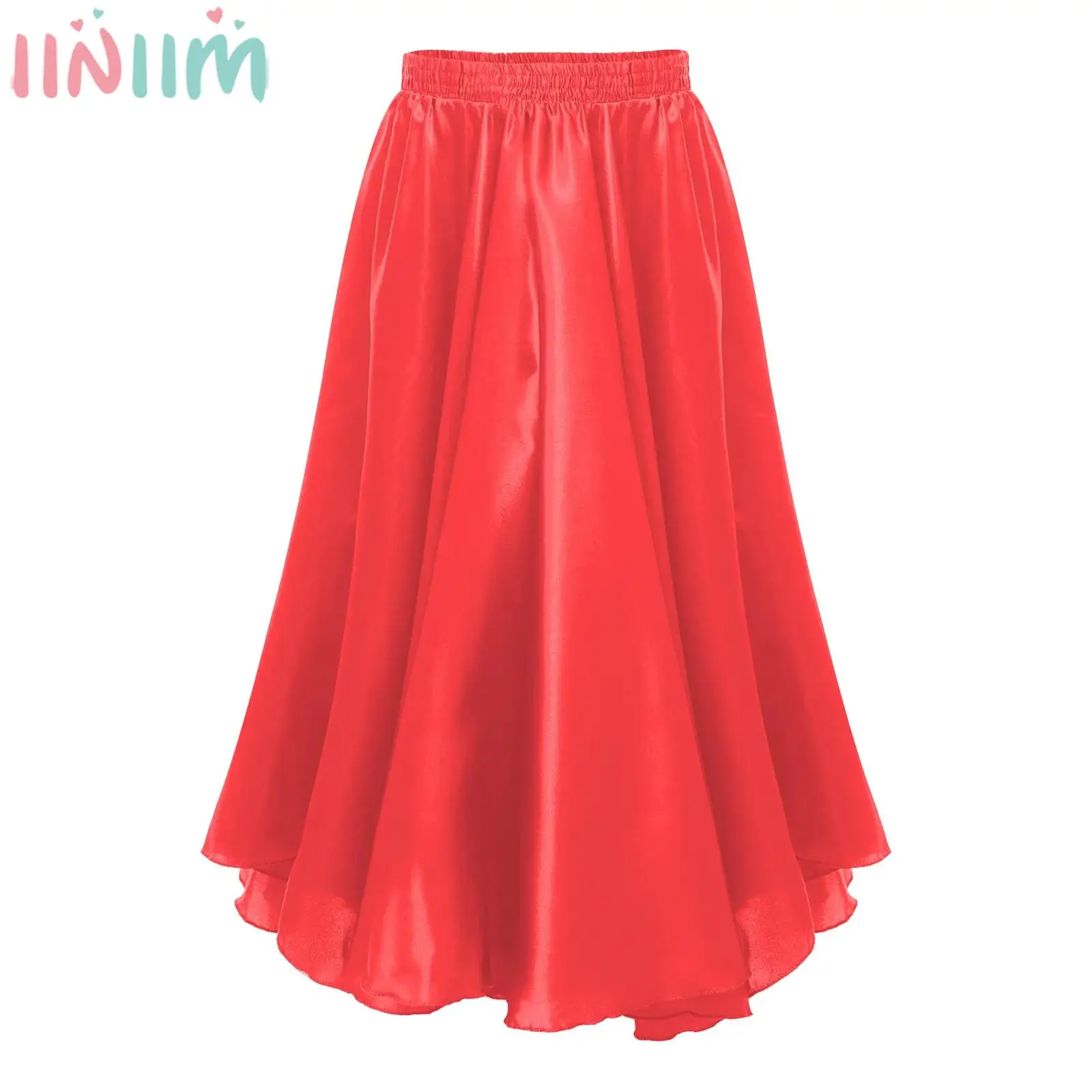Teen Girls Flamenco Dance Spanish Paso Doble Skirt 360 Degree Chiffon Maxi Skirts Ballroom Latin Tango Performance Dancewear