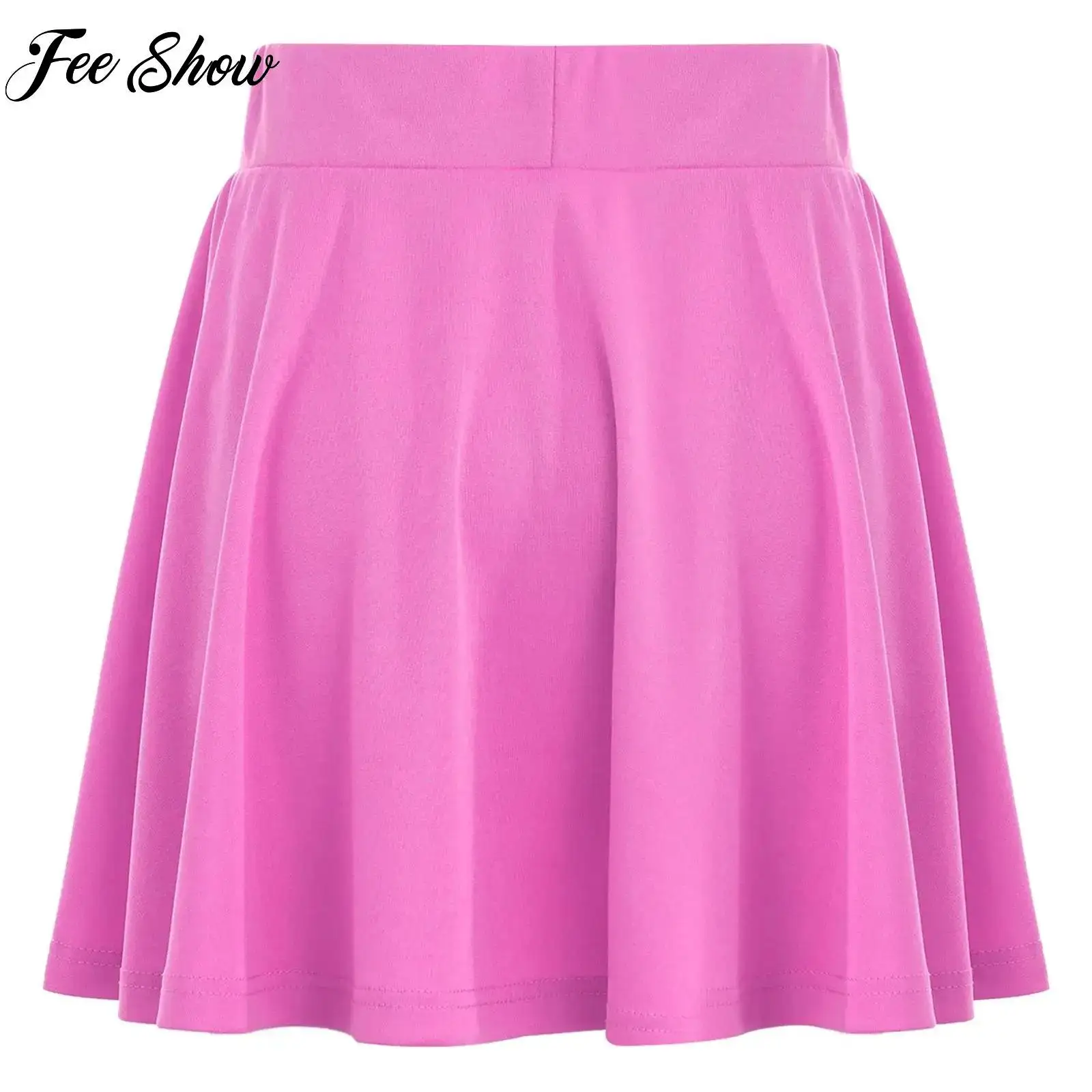 

Kids Girls Solid Color Athletic Tennis Skirts with Shorts Casual High Waist Drawstring Pleated Sport Skort for Badminton Workout