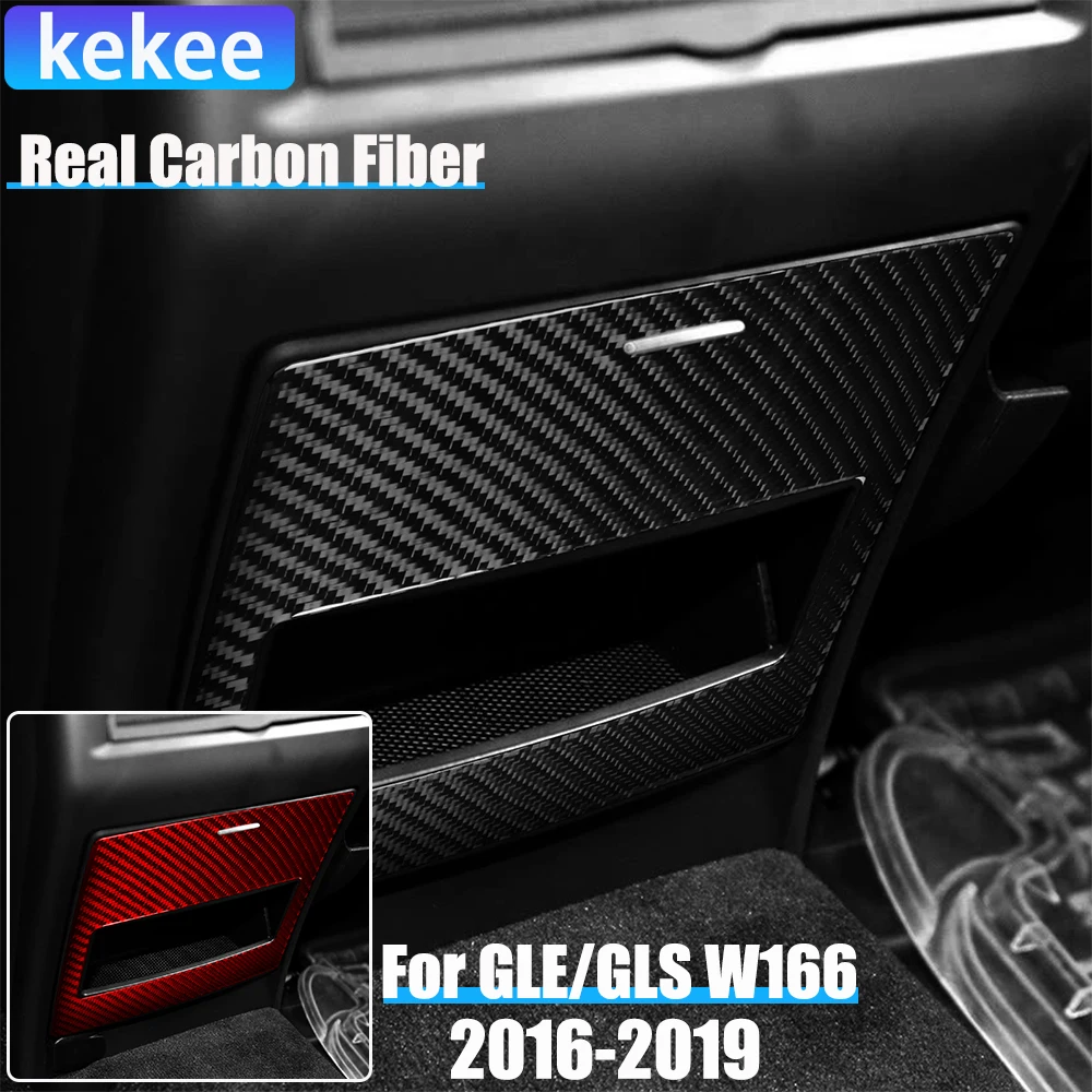 

Real Carbon Fiber Car Accessories Rear Center Storage Trim Cover Soft Sticker For Mercedes-Benz W166 GLE/GLS 2016 2017 2018 2019