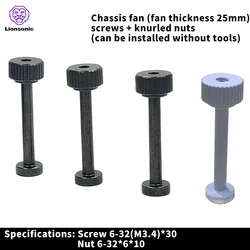 4PCS Computer Case Fan Long Screw and for Water-cooled Radiator Fan 6#-32 Lengthened Fixing Screw Black Nickel Plated And White