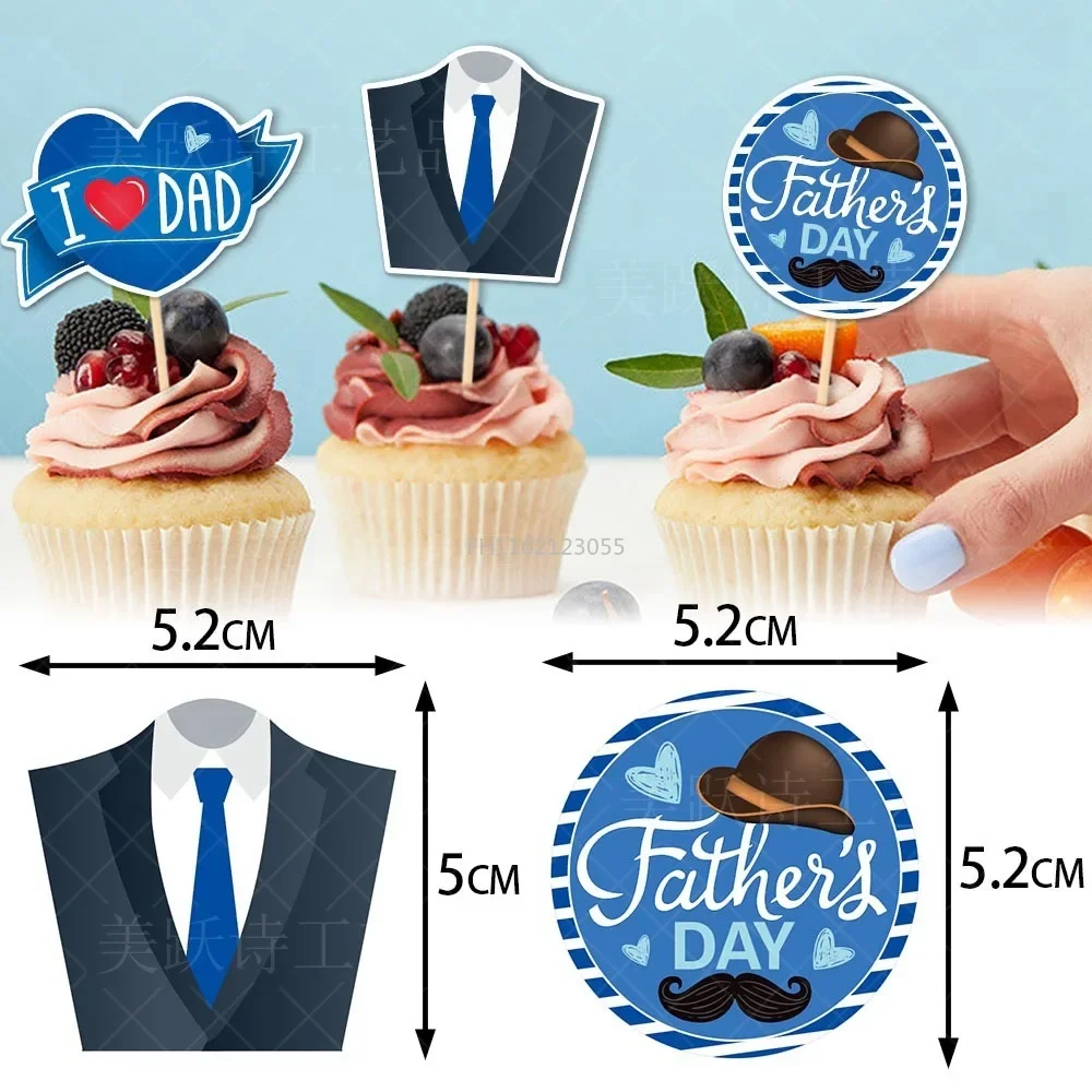 8PCS/Set Party DIY Baking Cupcake Decor Tools Happy Birthday Decoration Supplies Dad Birthday Cakes Topper for Father's Day