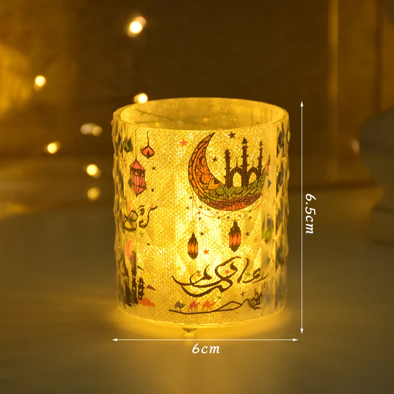 Ramadan Kareem Led a lume di candela Eid Mubarak Decorazione per la casa Bomboniere musulmane islamiche Fornitura Eid Al-Fitr Ornamenti Lanterna