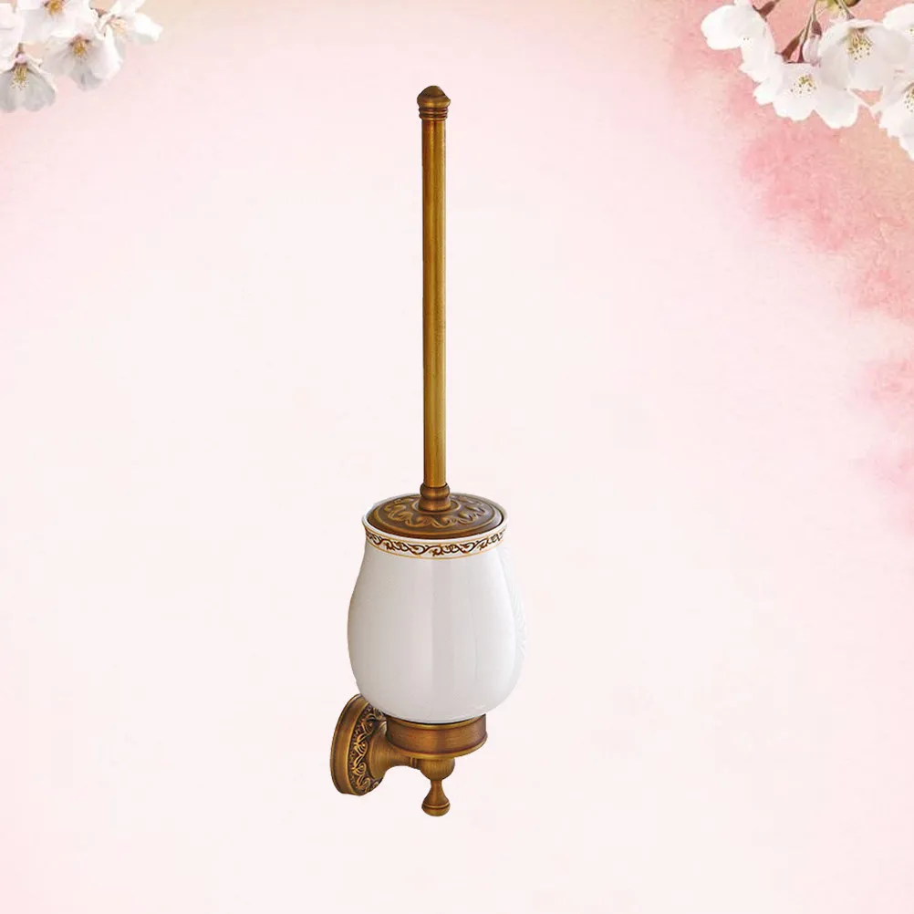 

Медный набор для чистки унитаза: щетка с длинной ручкой и мягкой плотной щетиной, настенный держатель, для дома, отеля, офиса