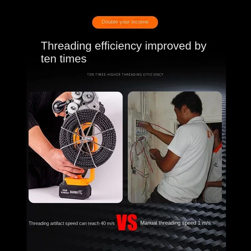 Filettatrice elettrica Batteria al litio da 550 Nm Cavo di cablaggio automatico Strumento Dispositivo push-pull penetrante a parete da 30 M