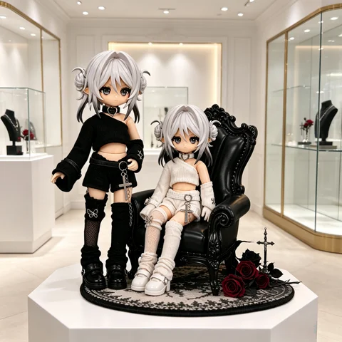 10cm Doll Clothes Gothic Punk Rock Streetwear Sexy Crop Top&Pants Belt Chain Sock Outfits Obitsu 11 P9 YMY Body Accessories