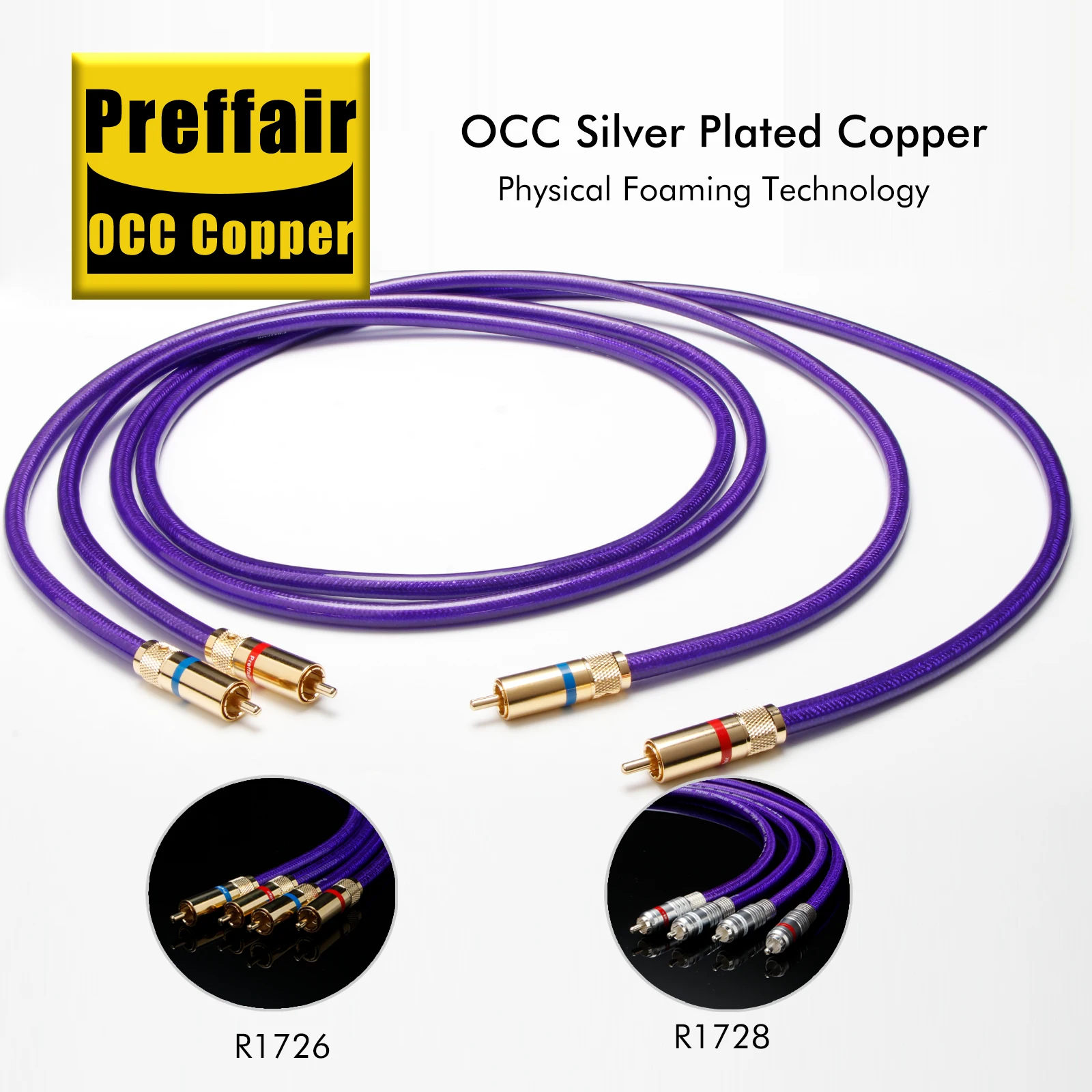 

Аудиокабель Preffair OCC из меди с серебряным покрытием, Hi-Fi, RCA, с позолоченными разъемами, для передачи аудио- и видеосигналов