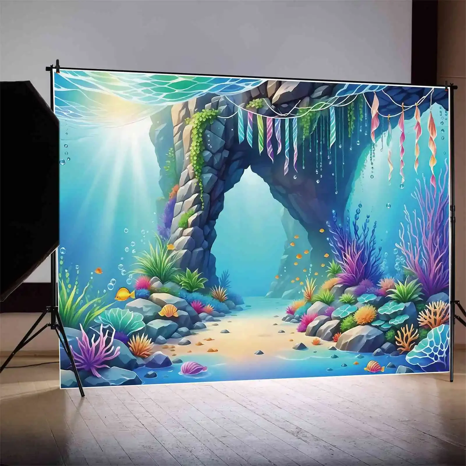 MOON.QG-خلفية التصوير الفوتوغرافي المخصصة تحت البحر ، حفلة عيد ميلاد الطفل ، زخرفة المحيط ، الدعائم اطلاق النار