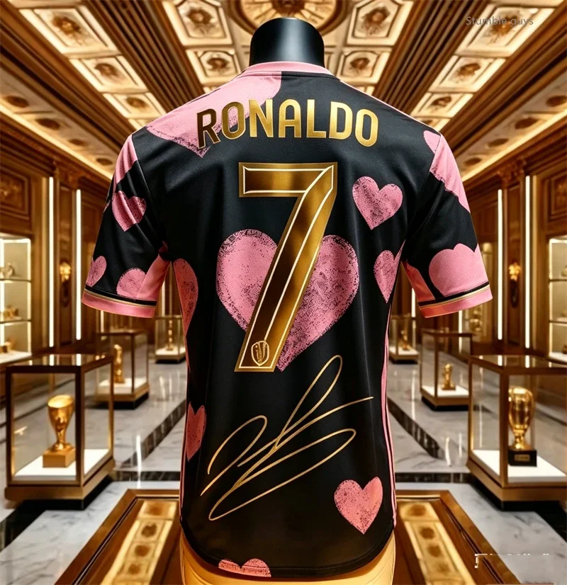Herren Sommer Kurzarm Casual Fußballtrikot Ronaldo 7 T-Shirt Kinder Jungen Kleidung Kinderleben und Fußballspiel-Beobachtung