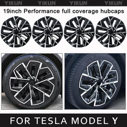 4PCS Hub Cap Performance Replacement 19-Inch for Tesla Model Y Wheel Cap Automobile Hubcap Full Rim Cover Accessories 2019-2024