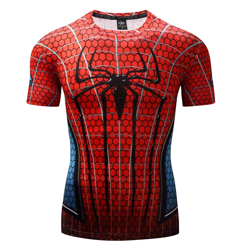 New Fashion Spider Print Pattern Men's T-shirt Outdoor Fitness Sports Short Sleeve T-shirt Summer Loose Quick Drying Casual Pull