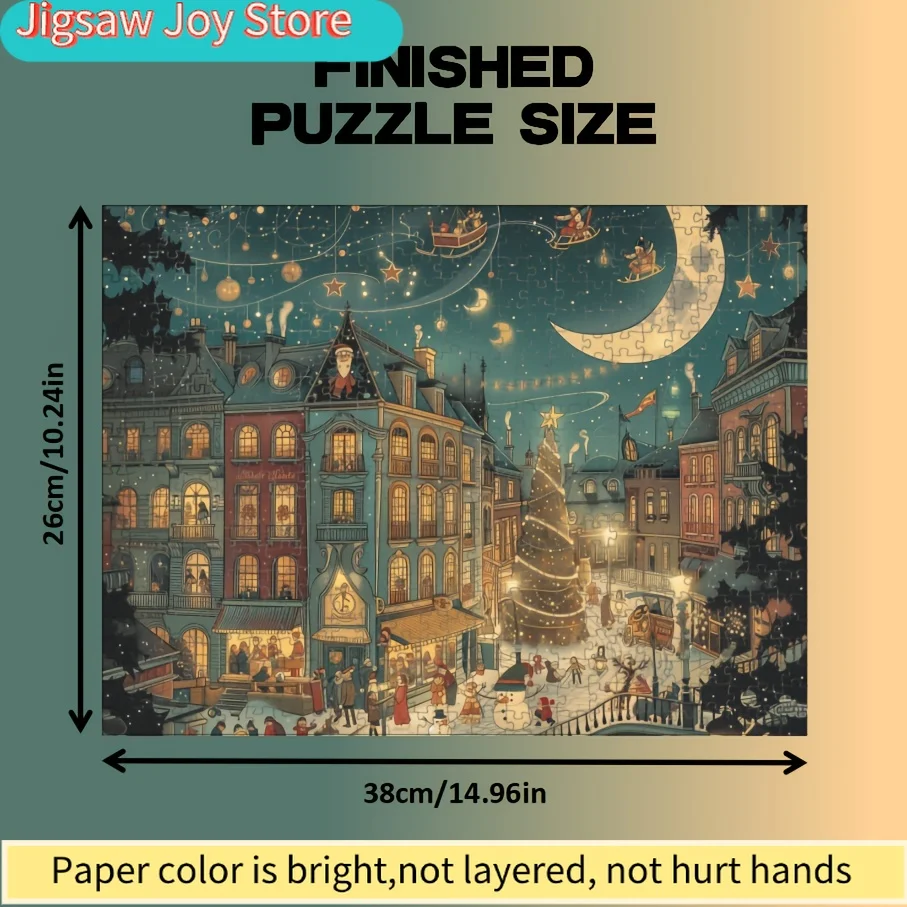 1 กล่อง () ชิ้นส่วนปริศนากระดาษขนาดเล็กที่เข้ากันได้อย่างสมบูรณ์แบบสำหรับผู้ใหญ่ - เกมไพ่พกพาแบบการ์ดชื่อ “ถนนคริสต์มาส” สำหรับงานปาร์ตี้