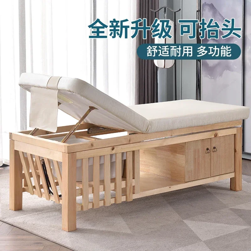 Shampoo Chair Hair Saloon Dedicated Flat Lying Hair Salon Shop Cosmetology Shop Solid Wood Head Massage Therapy Bed