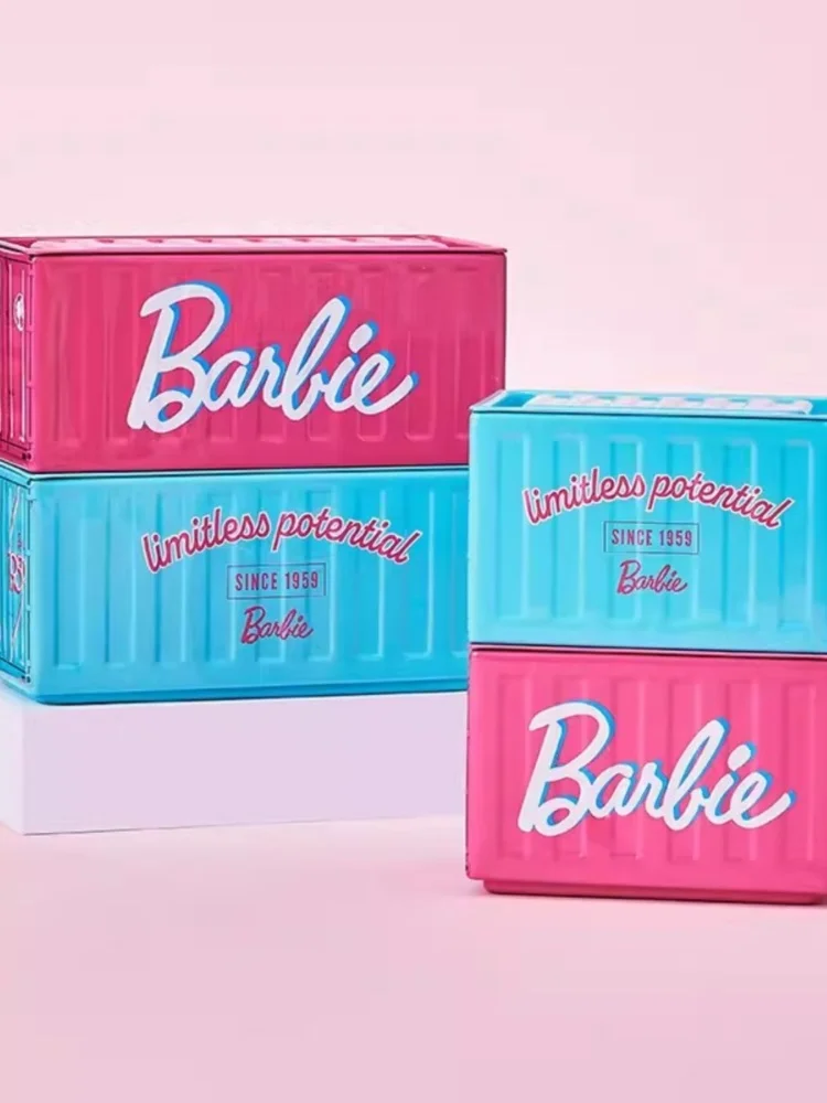 Miniso Barbie Anime Sunshine Shining Series Container Girl Cute Storage Makeup Box Items Desktop Sorting Box Gifts To Friends