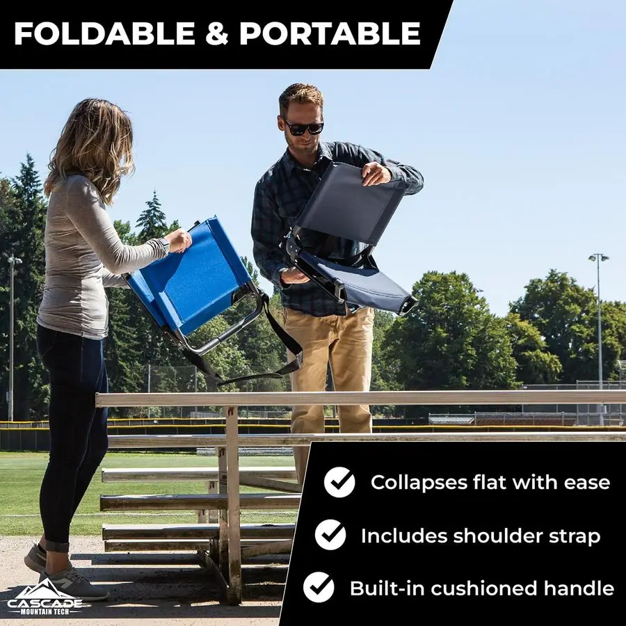 

Lightweight Stadium Seat for Bleachers, Outdoor Events, and Sport Games Includes Stabilizing Bleacher Hook