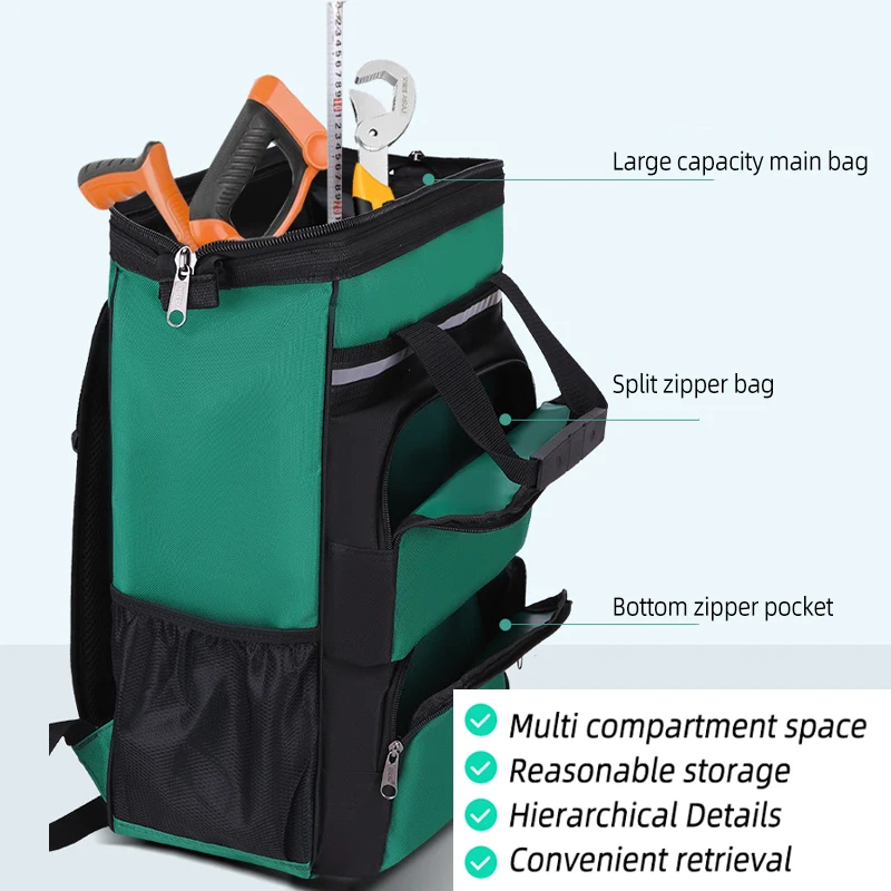 1 PC Shoulder Toolkit Portable Multifunctional Sturdy Canvas Thickened Tool Backpack Oxford Cloth Storage Bag