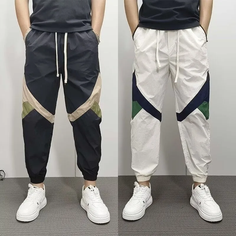 Summer Large Size 300 Pounds Hong Kong Style Retro Lazy INS Simple Japanese Style Personality Trendy New Loose Long Pants Men
